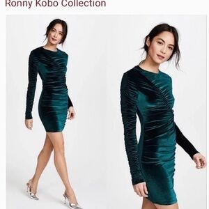 Ronny Kobo Collection Teal Velvet Dress